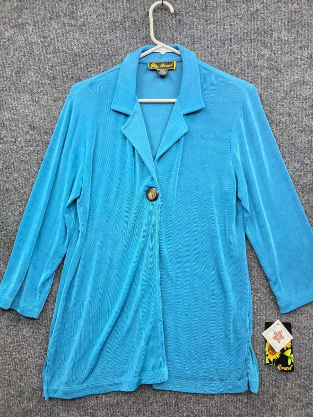 Vintage 90s Mirasol Jacket S Blue USA Minimalist Lagenlook Mediterranean